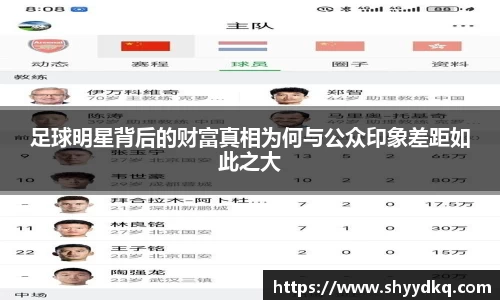 足球明星背后的财富真相为何与公众印象差距如此之大